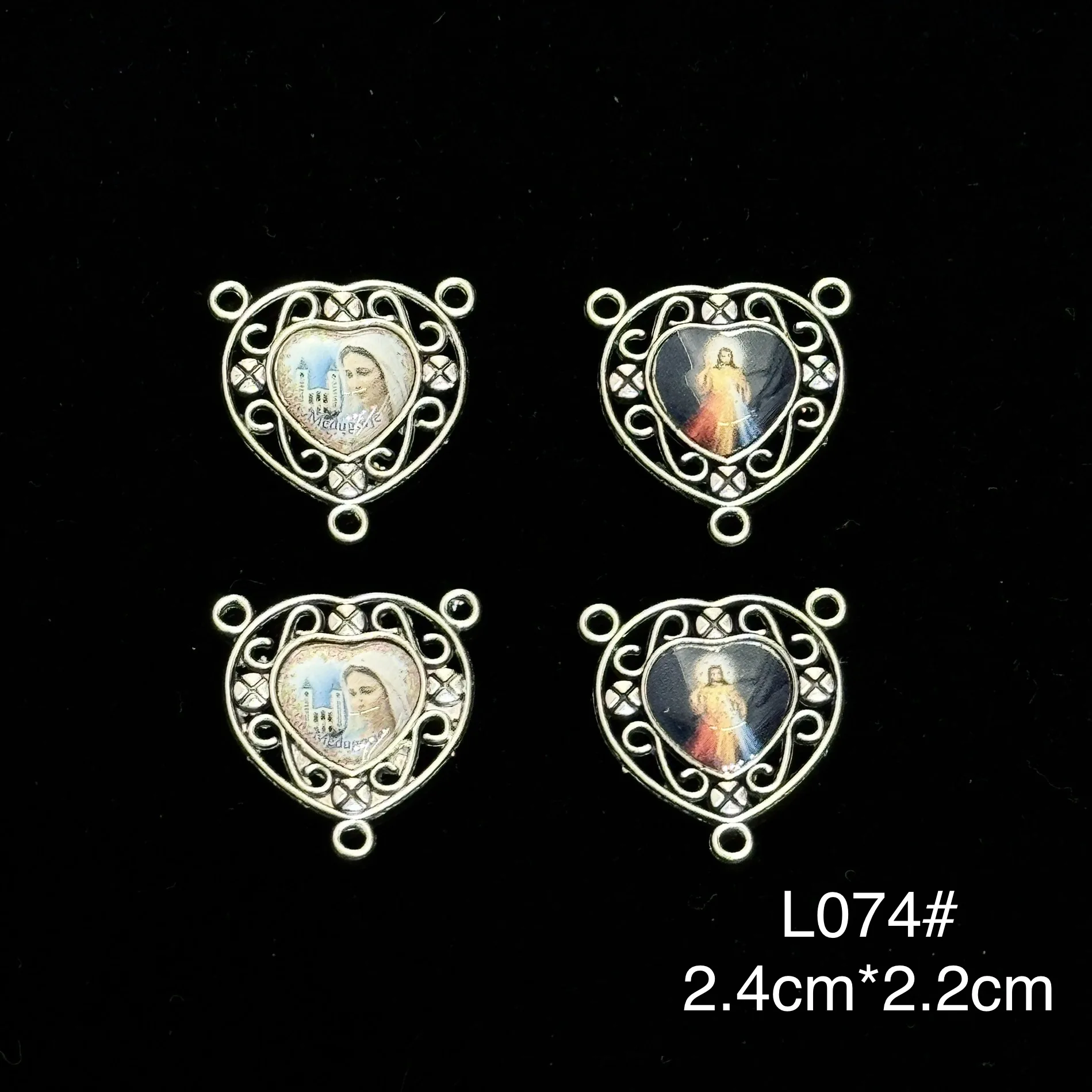 10Pcs 3-Hole Catholic Rosary Centerpiece Connectors Epoxy Virgin Mary Divine Mercy Medal Charms for DIY Jewelry view 6