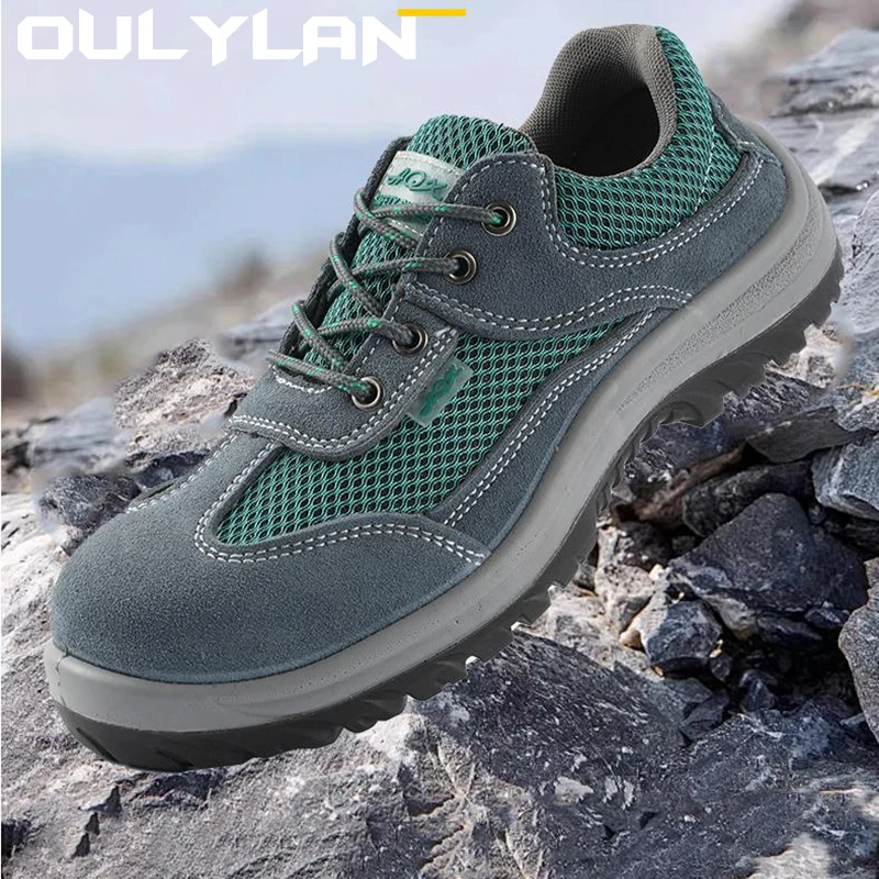 

Oulylan Summer Anti-Slip Construction Shoes for Men Anti-Puncture & Breathable Lightweight Safety Shoes Work Shoes