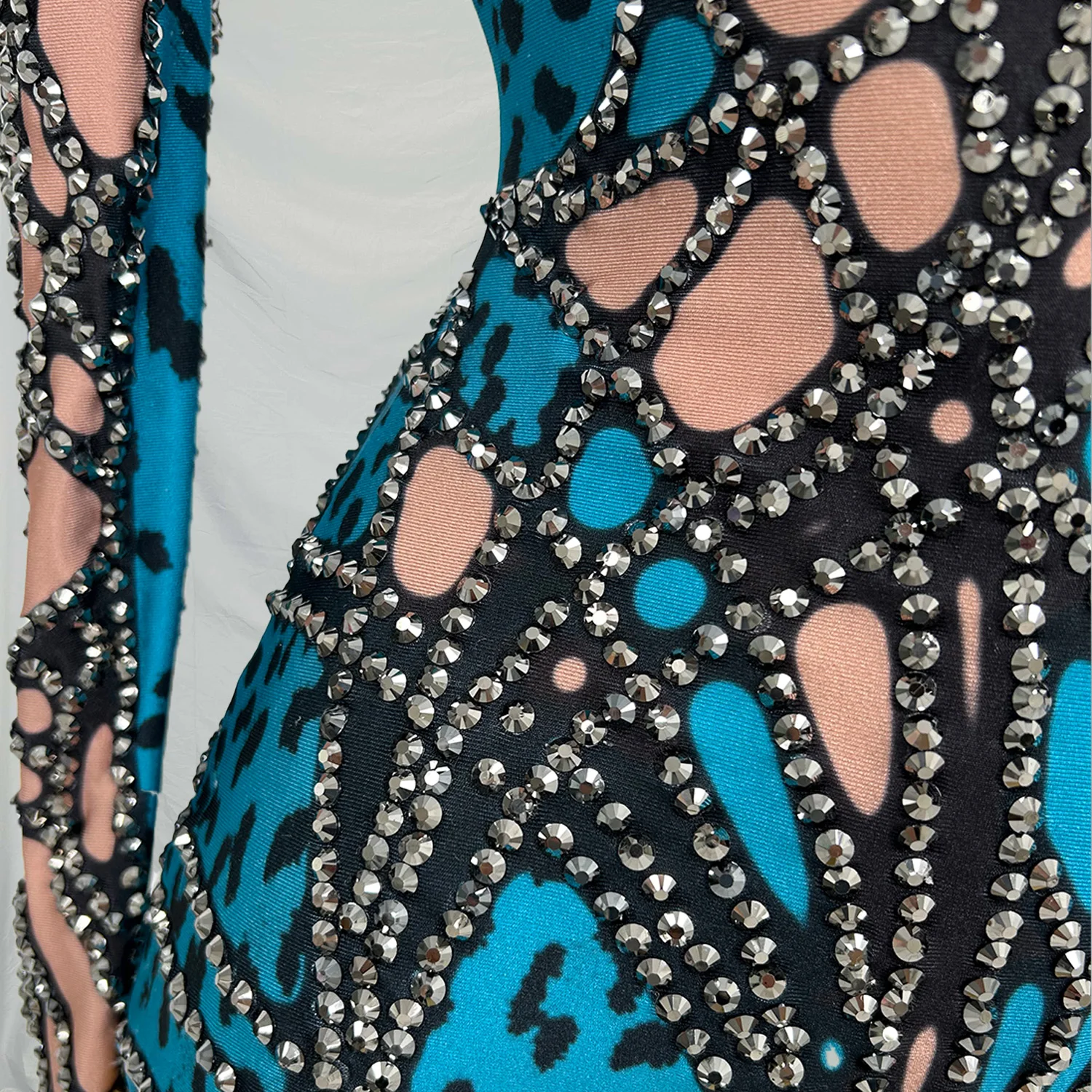 Chongdong Sparkly Blue Crystals Leotard Sexy Club Birthday Celebrate Female Dj Rhinestones Bodysuit Dance Costume Stage Wear