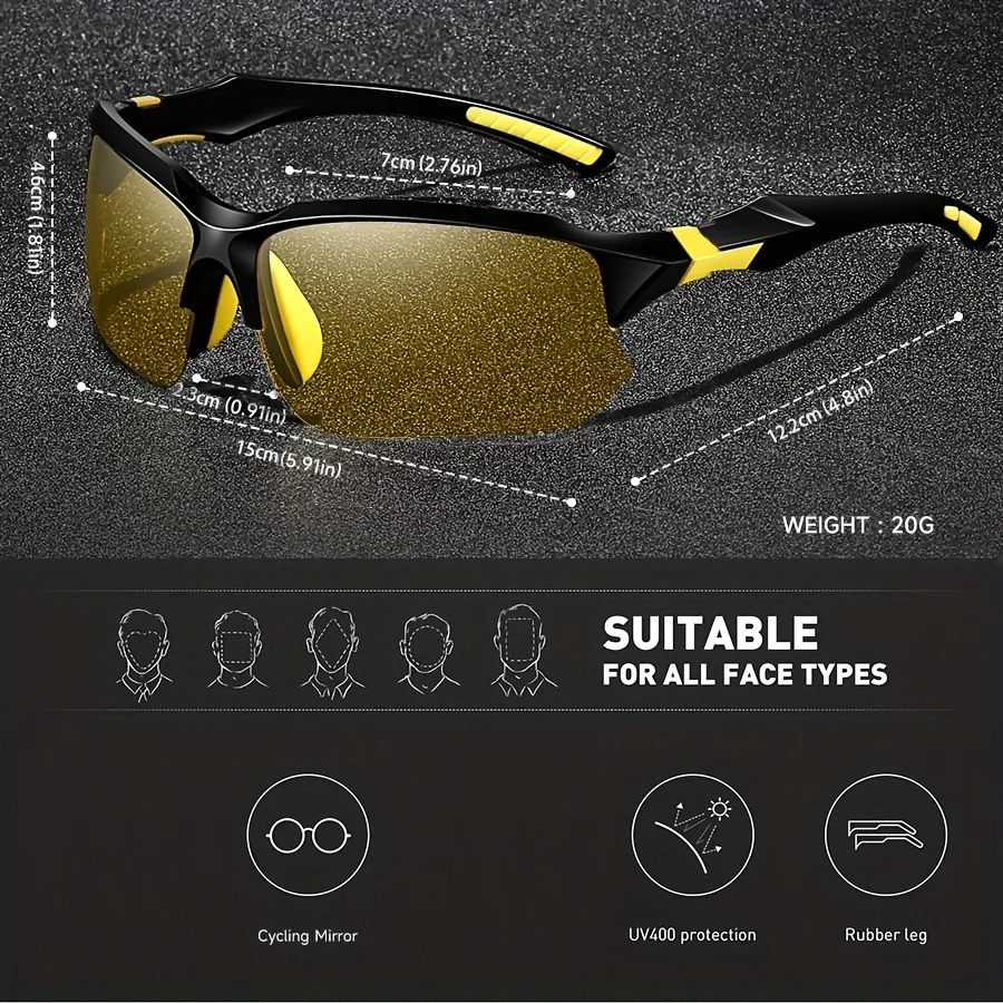 Gelbe Nachtsicht-Anti-Glare-Brille für Männer und Frauen, zum Fahren, Angeln, Strand, polarisierte Sonnenbrille, UV-Schutzbrille