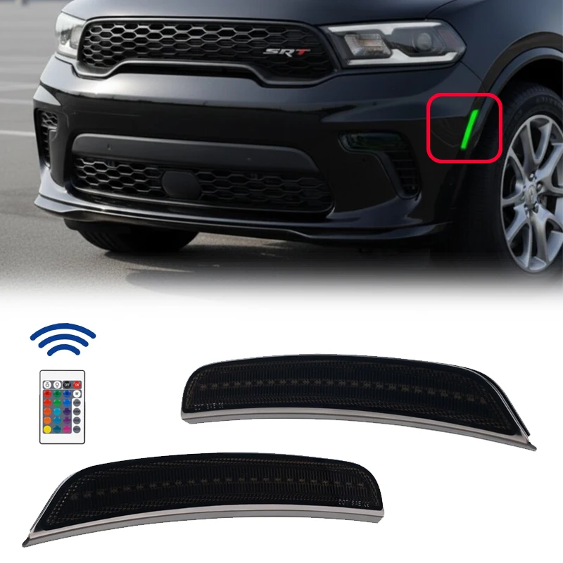 

2x Front Bumper RGB LED Side Marker Turn Signal Light for Dodge Durango 2021-2025 OEM#68476818AA
