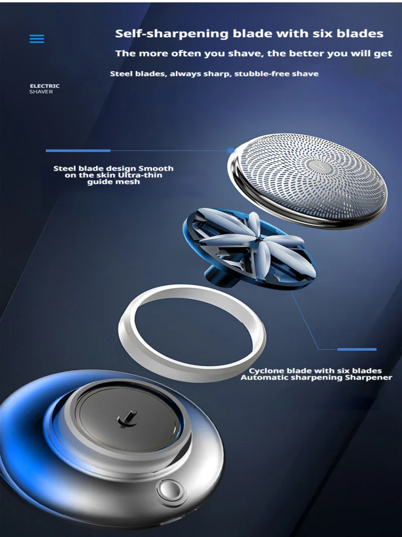 Barbeador elétrico para homens, recarregável, viagem, portátil, espaço disco voador, barbeador