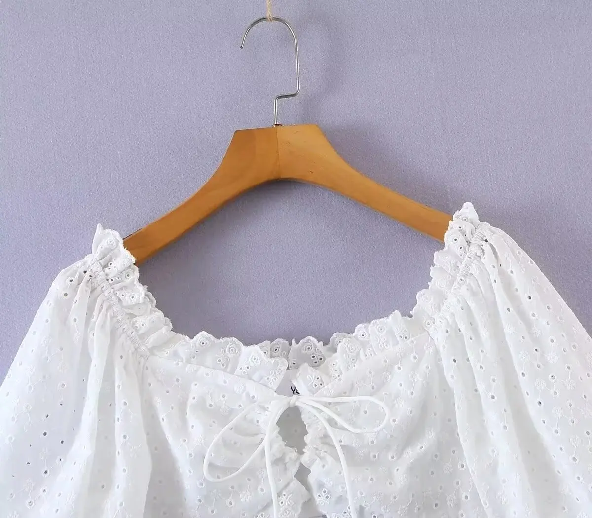 Maxdutii French Elegant Lace Vacation Style Shirt Women Out Retro Bubble Sleeves Tops Summer Sexy Hollow  Shirt Women