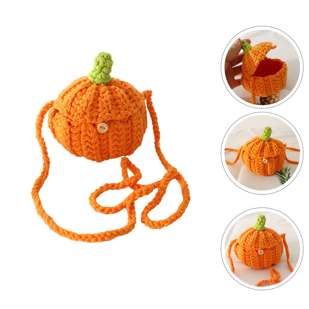 Candy Bags Knitted Small Container Pouch Finished Product Storage Orange Mini Cross Body Child