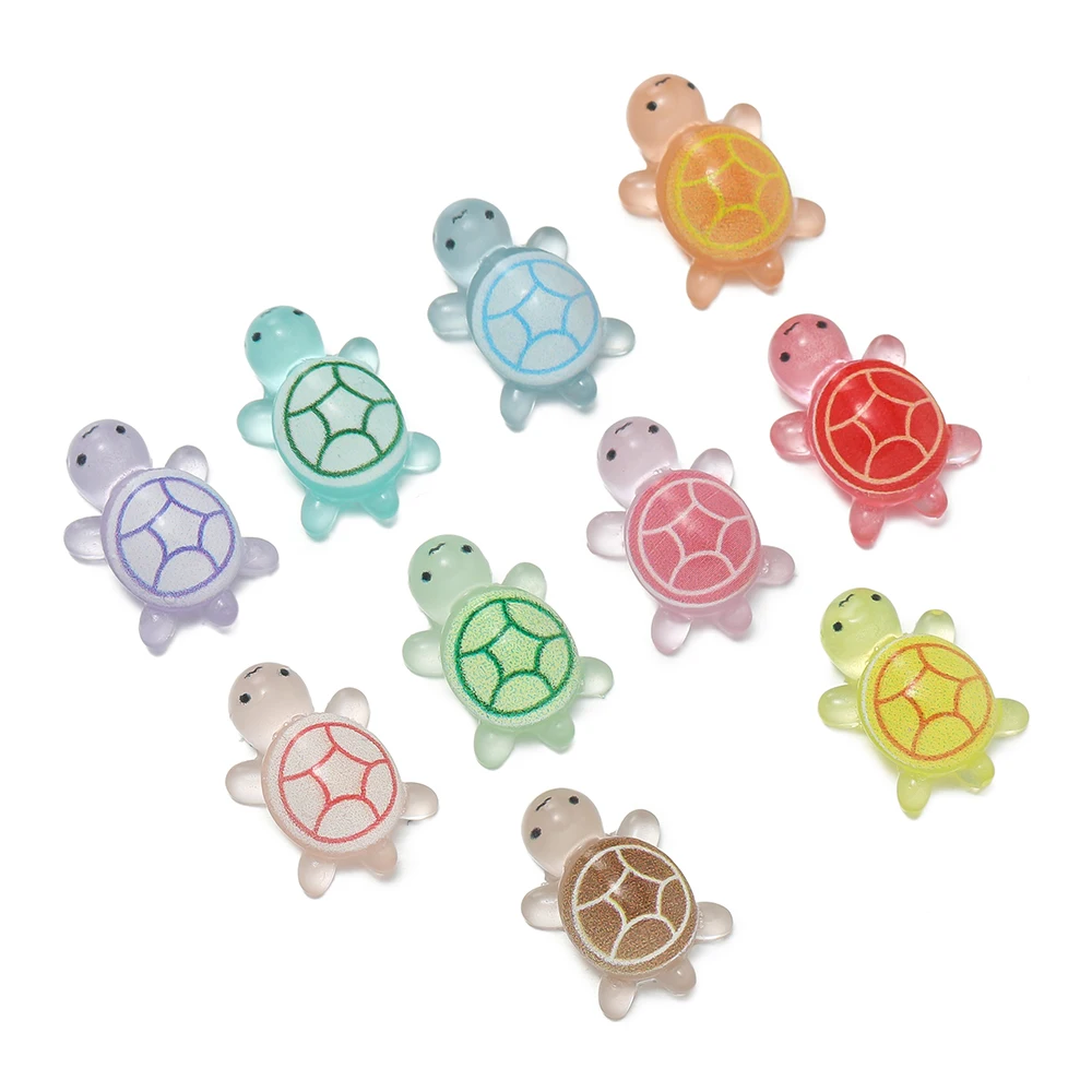 10pcs/lot Mini Resin Sea Turtles Glow in The Dark Luminous Cute Tiny Turtles Beads Charm for DIY Jewelry Keychain Craft Ornament - view 5