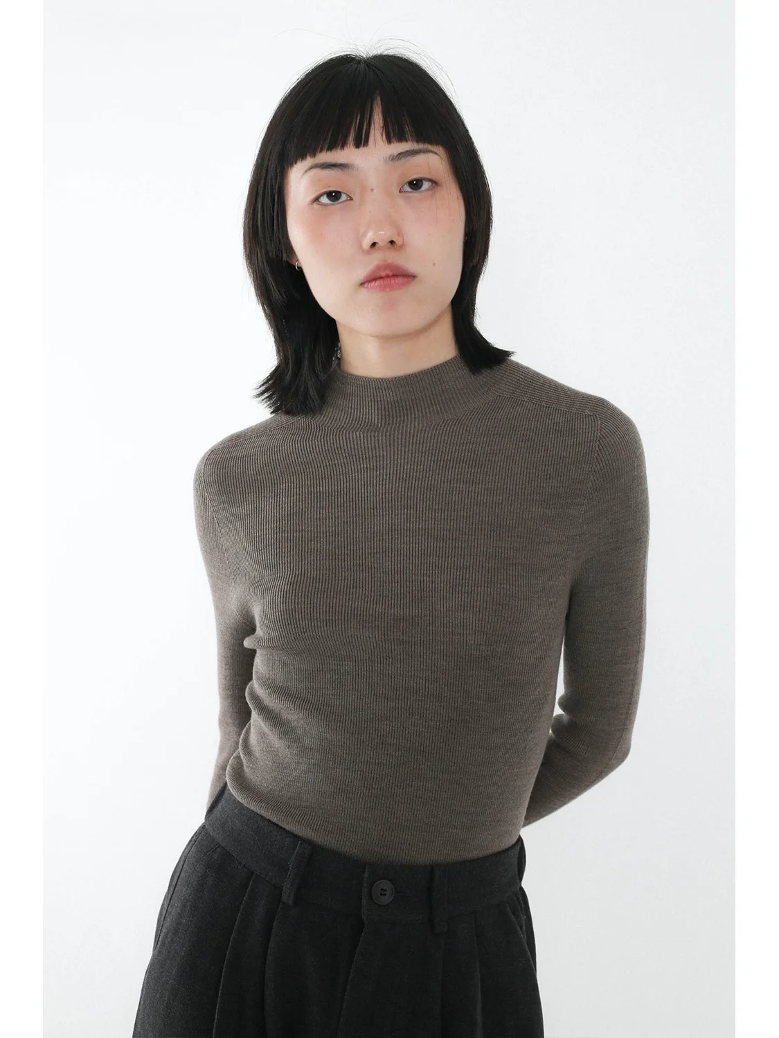 

Вязаный шерстяной свитер Moo ey с высоким воротником для женщин, мягкий, облегающий, с длинными рукавами, осенне-весенняя коллекция Cleanfit