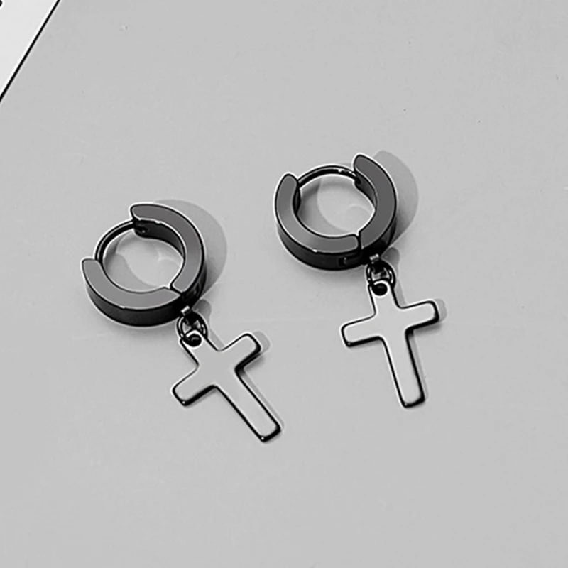 1/5 Pairs Different Types Shape Unisex Black Color Stainless Steel Piercing Earring for Women Men Punk Gothic Barbell Earring