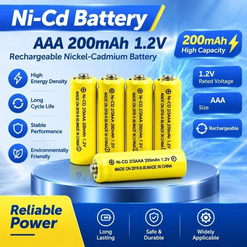 300PCS For Supply No.7 1.2V Ni-Cd Rechargeable Battery AAA 200mAh for Lawn Light Nickel Cadmium Cell