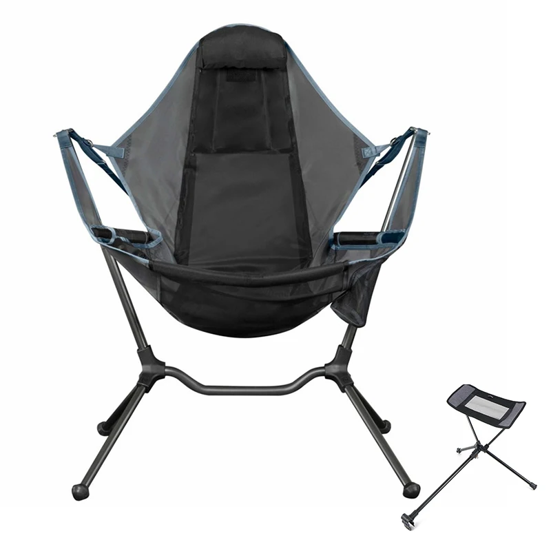 

Outdoor chairs folding Grey Foldable Hammock Lounger Recliner Camping Rocking Camp Chairs with Carry Bag