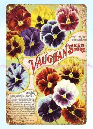 wall piece 1899 Pansies Vaughans seed store gardening Chicago, IL metal tin sign