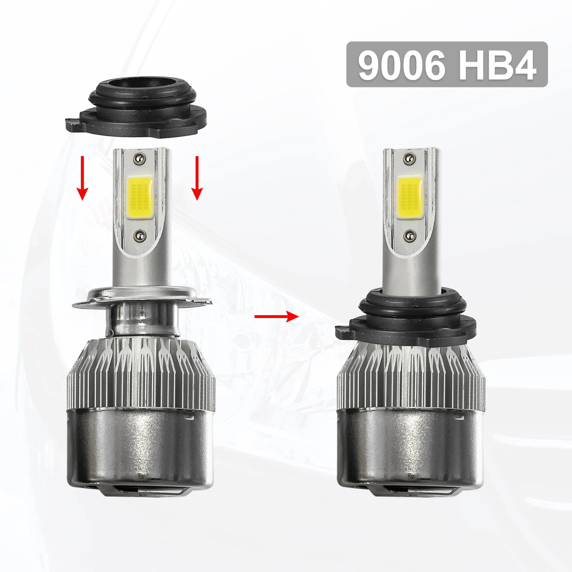 X Autohaux 2pcs 9006 HB4 LED Headlight Adapter Base Bulb Sockets Retainer Holder Universal for Car Black