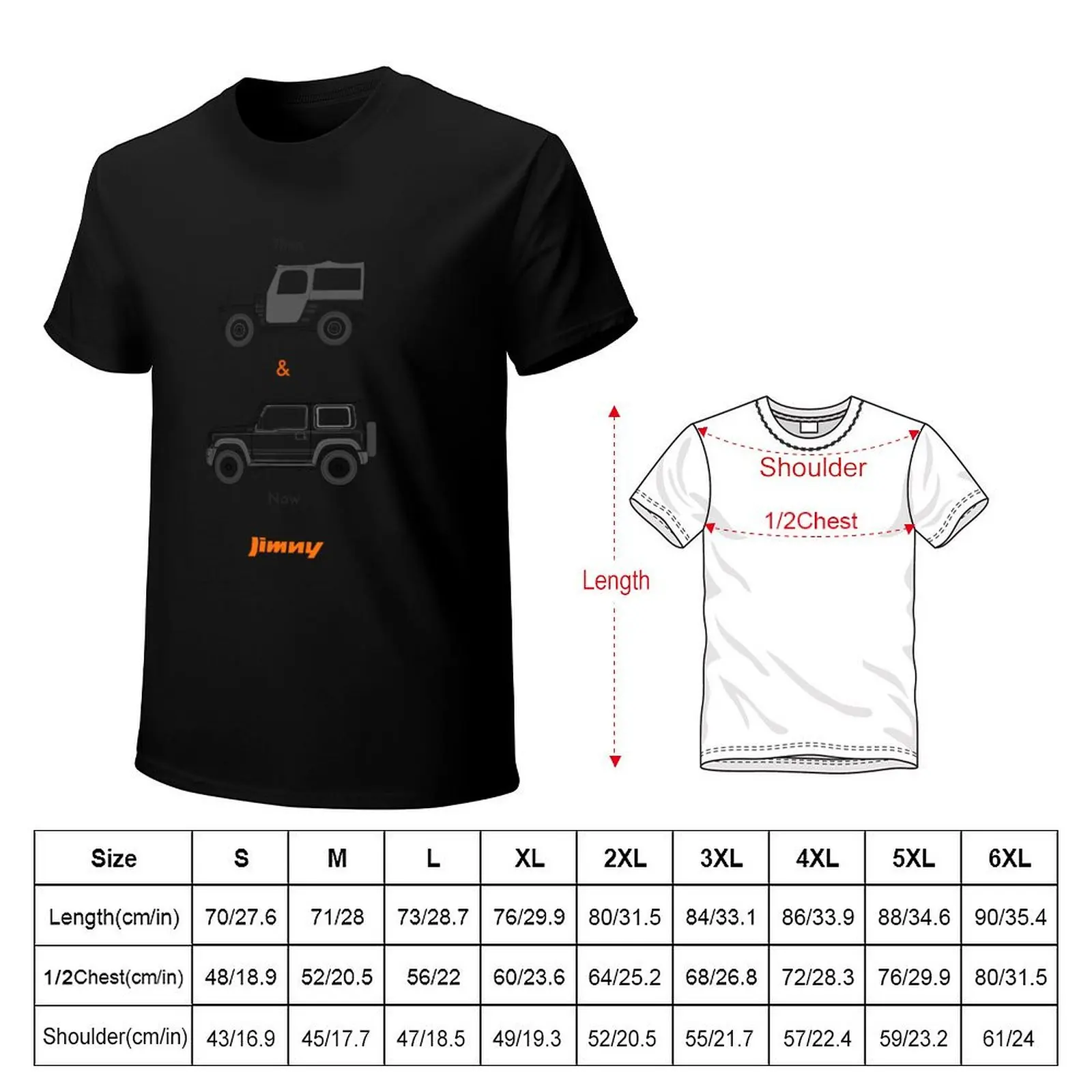 Then and Now: Jimny (Black Outline) T-Shirt quick drying sports fans cotton graphic tees mens white t shirts