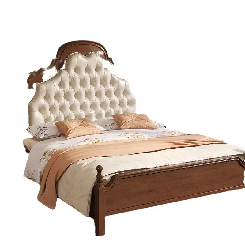 

Classic American high-end retro light luxury bed 1.5 meters Classic Roman column bed 1.8 meters Luxury light luxury storage bed