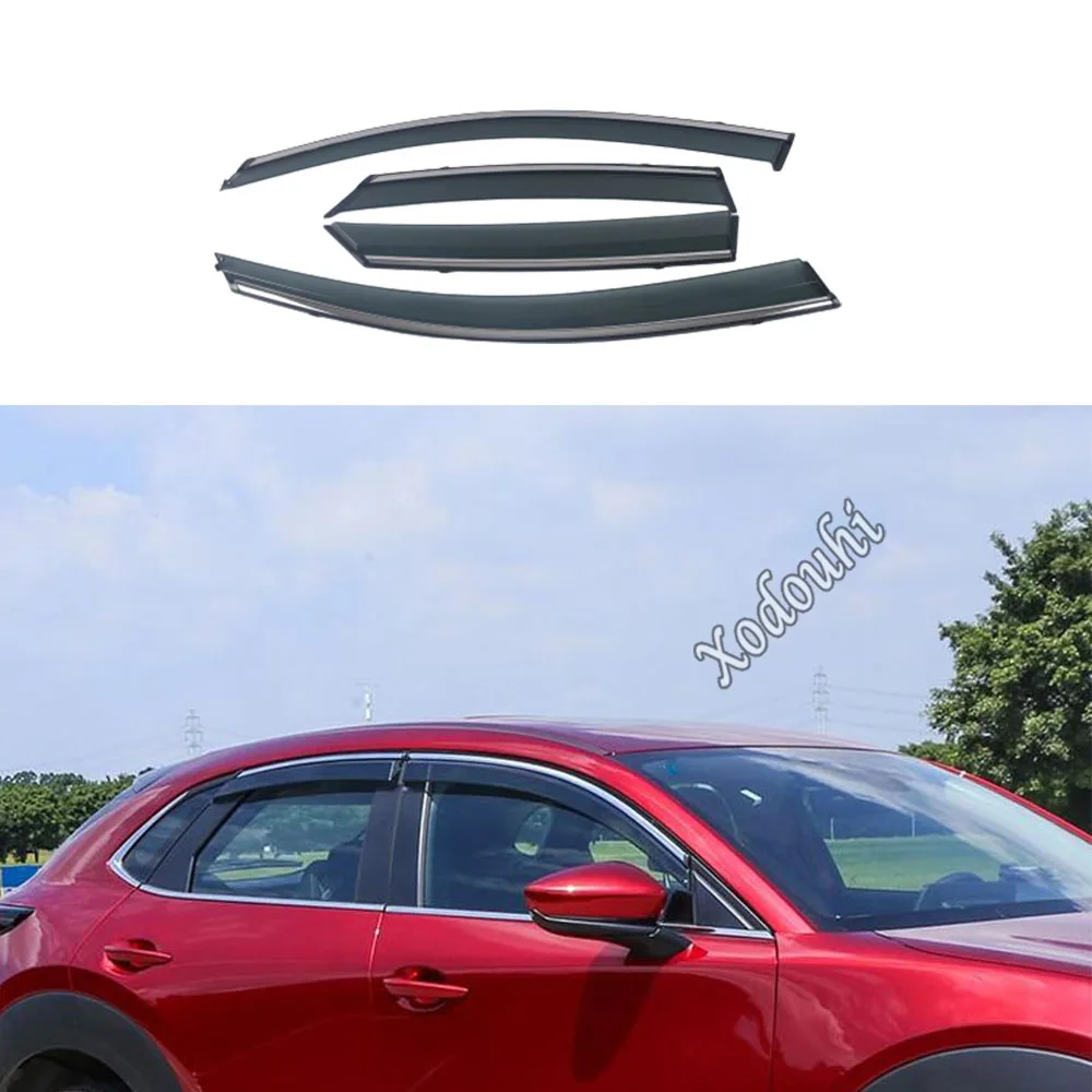 

Car Styling Sticker Lamp Plastic Window Glass Wind Visor Rain/Sun Guard Vent Parts 4pcs For Mazda CX-30 CX30 2020 2021 2022 2023