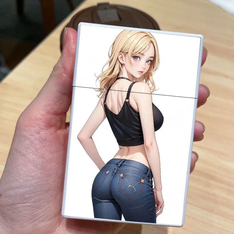 Anime girl cigarette box Cartoon Cute High Beauty Instagram cigarette case Compression resistant flip storage box Smoking Gadget