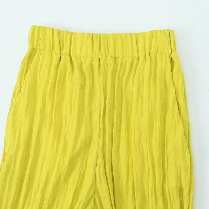 Summer 2024 Women's High Waist Wide Leg Pants Crease Effect Versatile Slimming New Arrival Casual Trousers Faionable