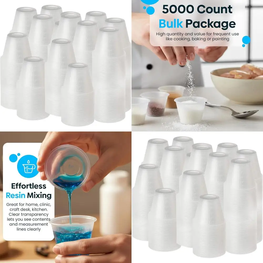 

1 oz. Disposable Graduated Medicine Cups - Ideal for Pills, Medication Dosage, Resin Mixing, and Mouthwash