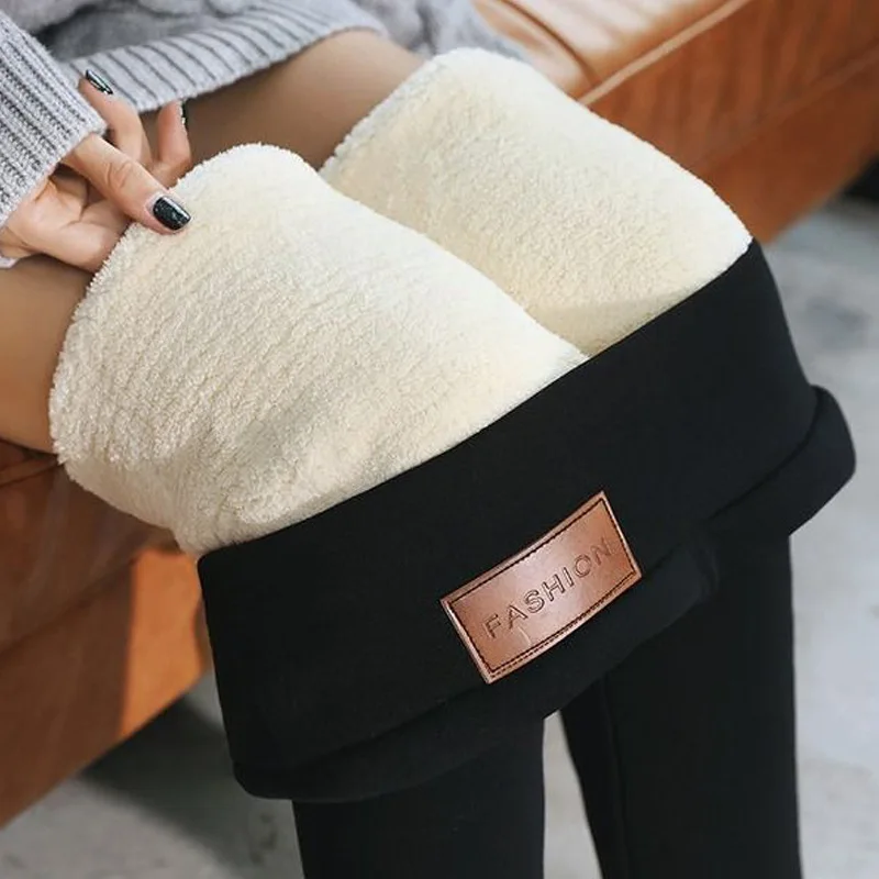 Super Thick Cotton Berber Fleece Lined Thermal Woman Pants Winter Clothing High Waist Stretchy Seamless Fashion Warm Leggings