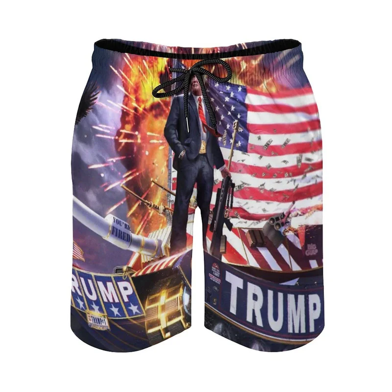 New In Donald Trump Beach Shorts For Men American President Trump 2024 Swimming Trunks Surfing Board Shorts Male Street Clothes