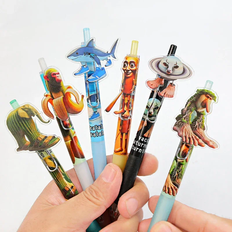 15/10 قطعة قلم الصحافة Brainrot الإيطالي Tingtengtung Sahur صندوق أعمى أقلام 0.5 مللي متر هلام القلم الإبداعية طالب القرطاسية #6