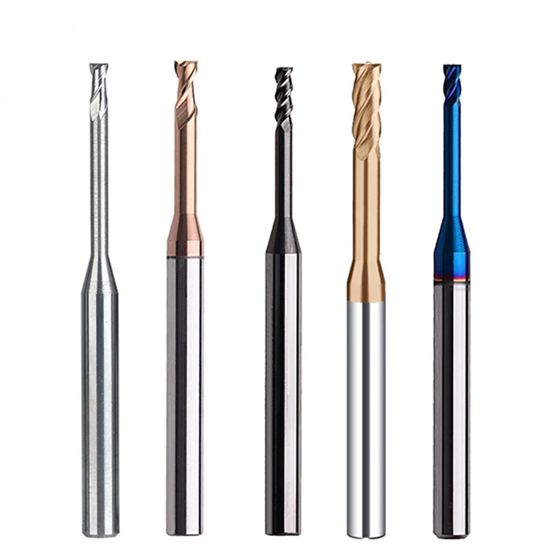 1pc Hrc60 2/3/4 Flute Tungsten Carbide End Mill Milling Cutter Cnc Routerbits Long Flute Endmills 1mm 1.5mm 2mm 2.5mm 3.0mm