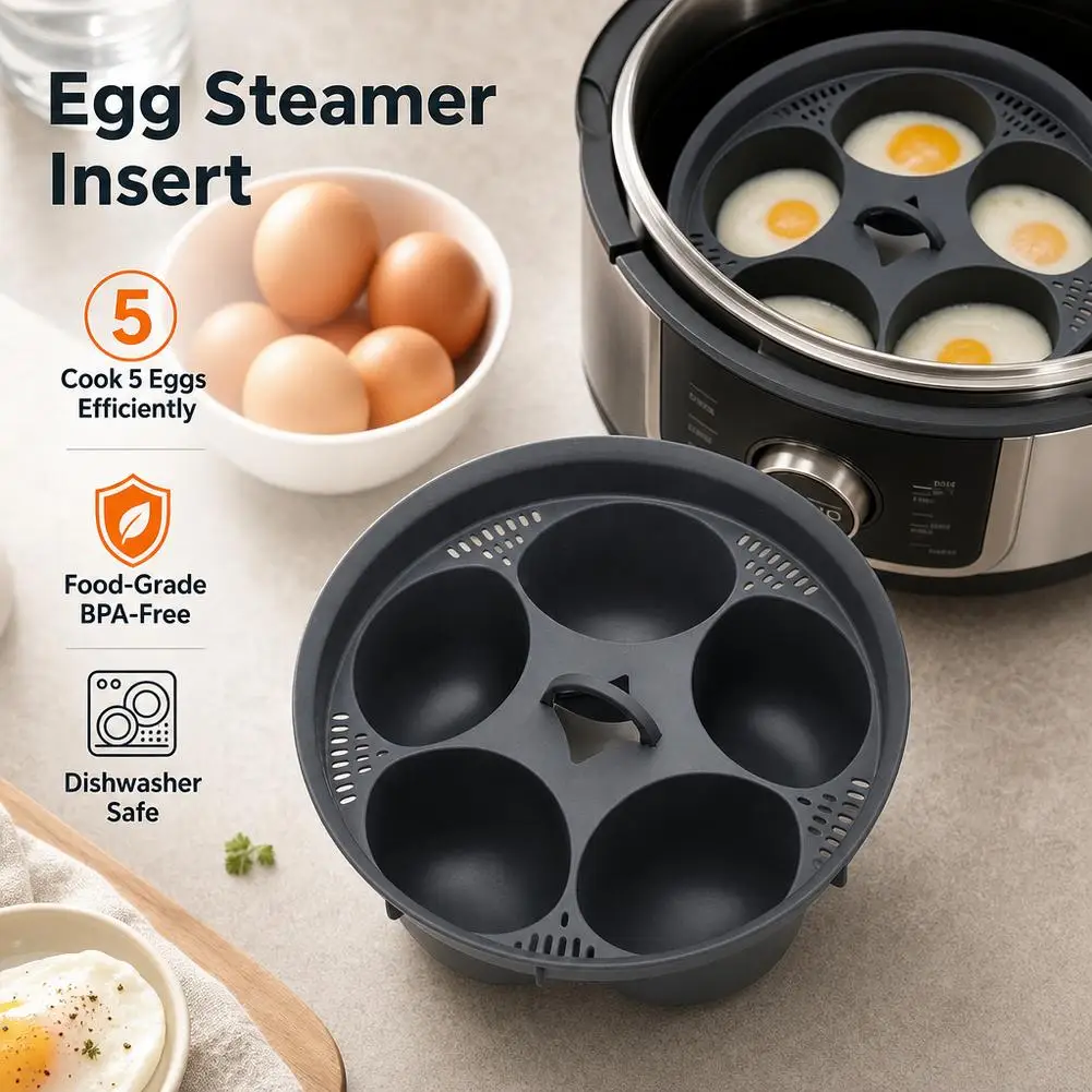 Kitchen Gadget 5 Compartment Egg Steamer Household Poached Egg Cooker Bowl Food-Grade Kitchen Cooking Mold Accessories