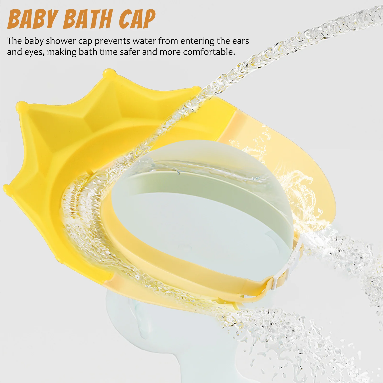 

Baby Bath Cap Adjustable Toddler Shower Cap Soft Bath Visor for Kids Hair Washing Shield Cute Crown Design Shower Hat for Kids