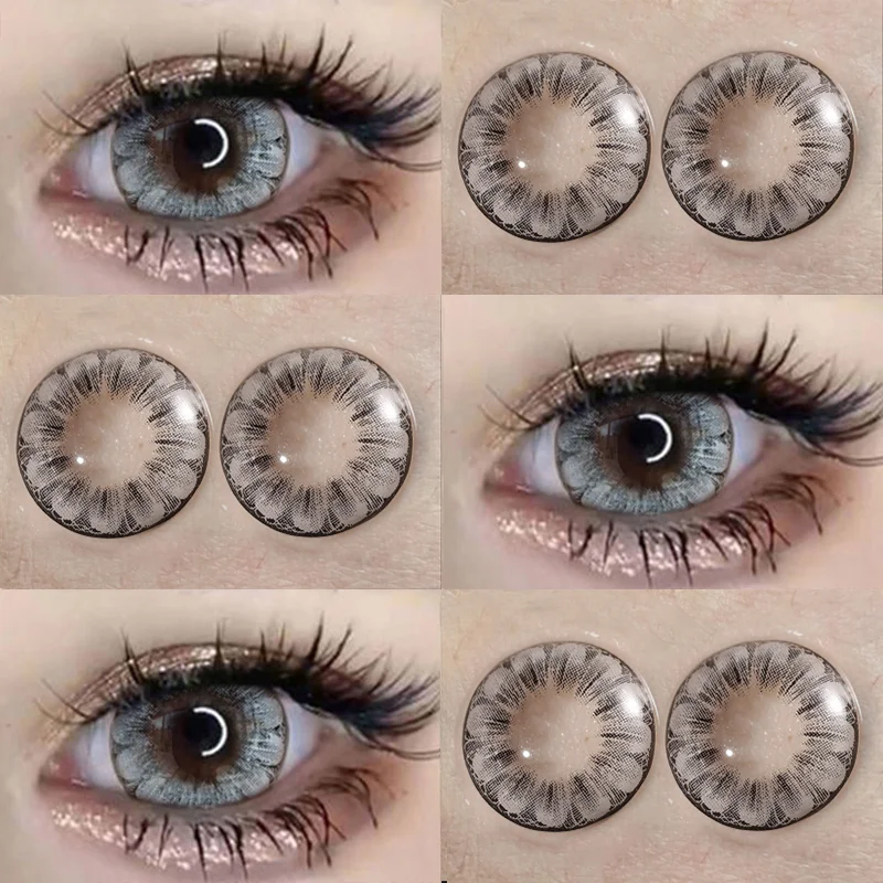 1pair Color Contact Lenses For Eyes Color Yearly Natural Amber Gray Lens Cosmetic Soft Glasses Beauty Fashion Pupil with Lenses