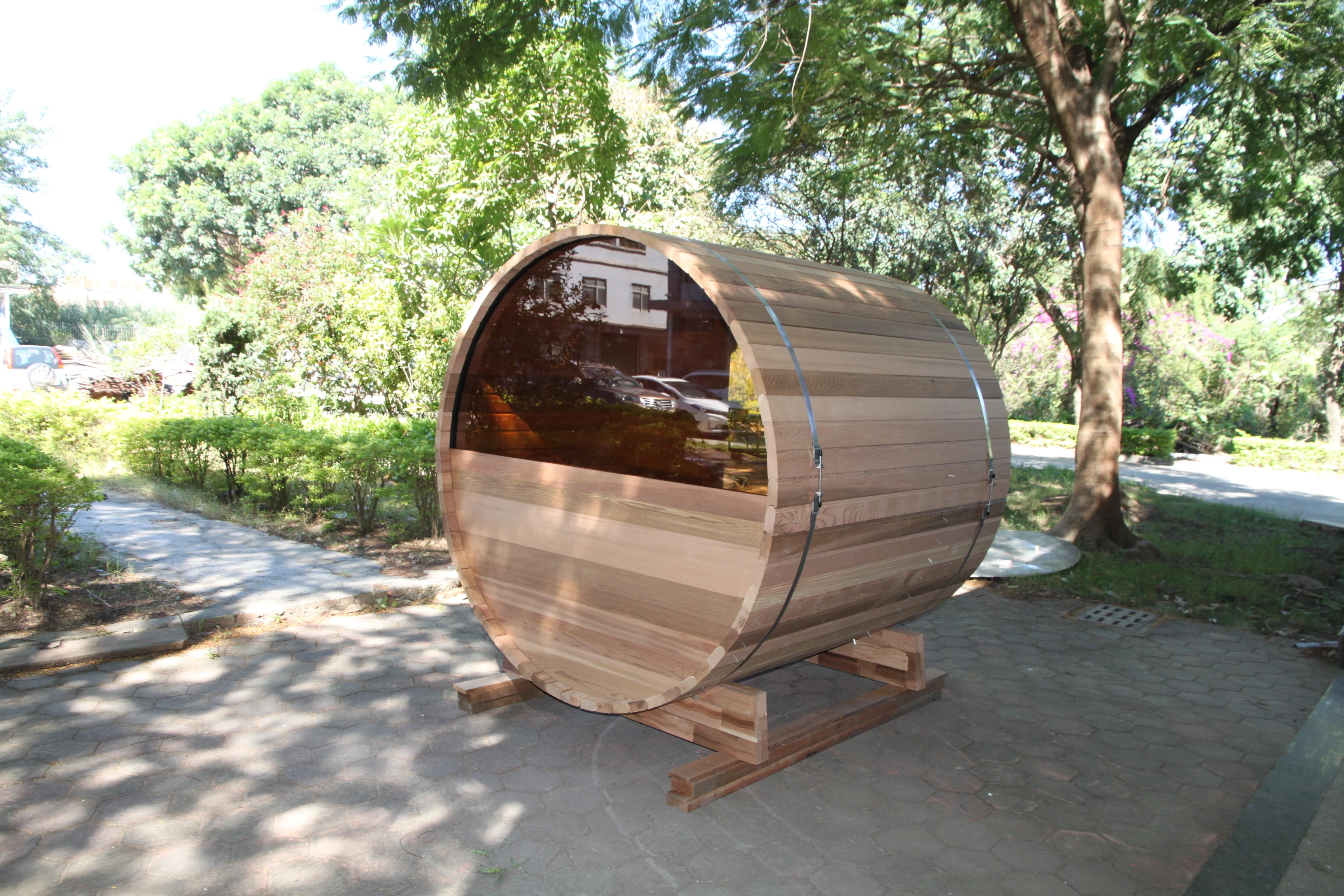 New Canadian Red Cedar Outdoor Barrel Steam Traditional Sauna Room for Sale