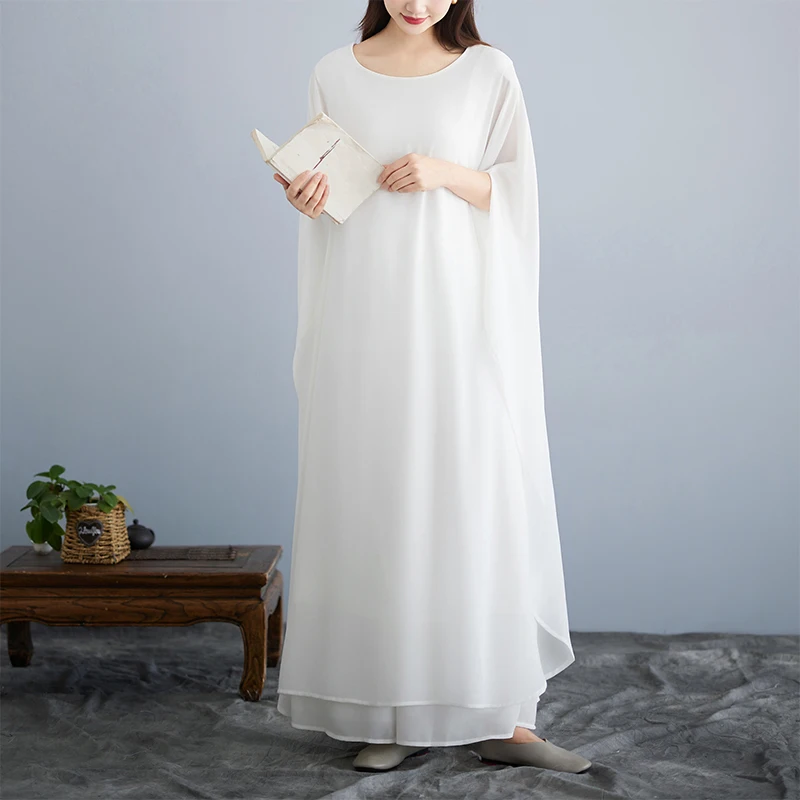 

Элегантный костюм для танца Чай-Дзен с рукавами, воздушная длинная юбка, наряд для выступлений с гучжэном, летний женский комплект