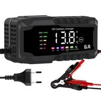 Cargador de batería de coche con pantalla a Color, dispositivo de carga de batería de coche y motocicleta de 6A y 12V, reparación inteligente de batería de plomo-ácido