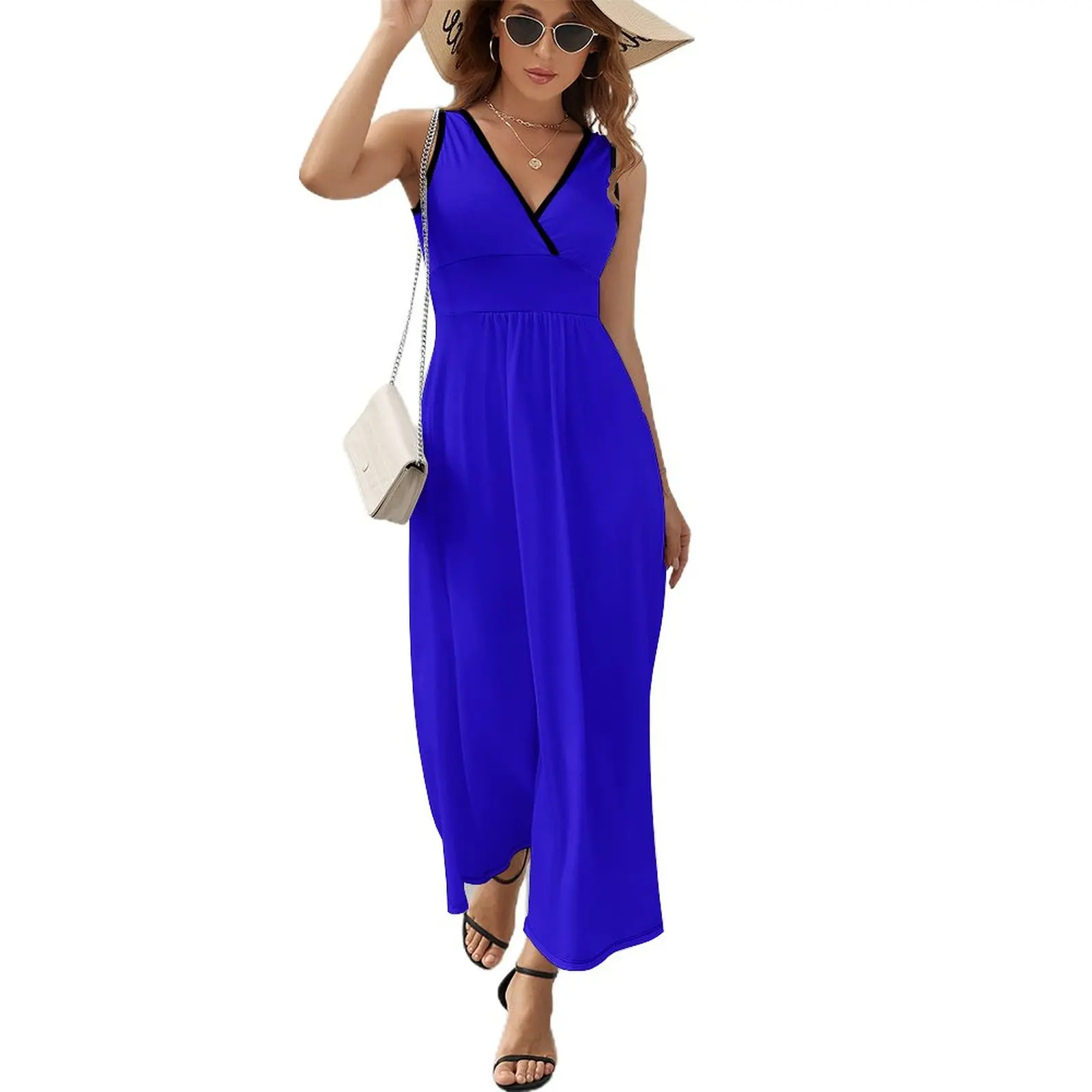 

Ultramarine Blue Flat Color Sleeveless Dress ladies dresses for women 2024 Prom gown women's clothing trend 2024