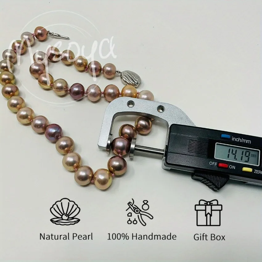 

MYSOYA 12-15mm Pink Purple Edison Pearl Necklace Multiple Sizes Gift Box Perfect Gift For Wedding Birthday Christmas New Year