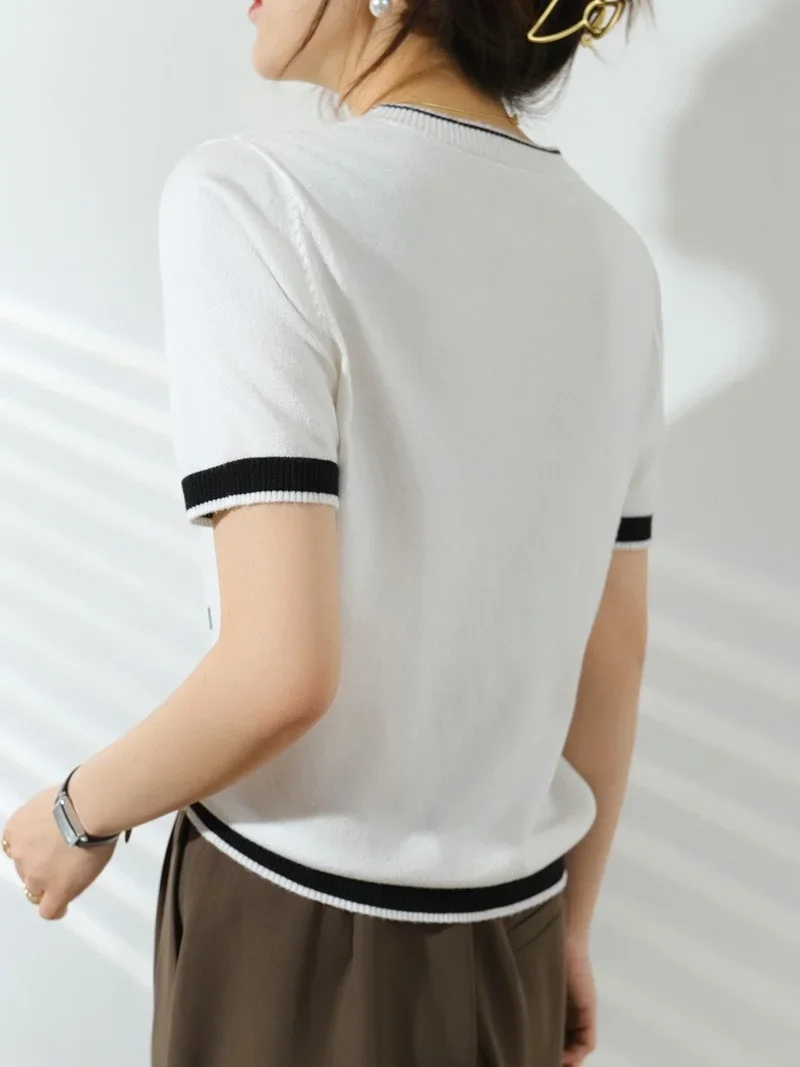 Korean Fashion Elegant Summer Sweater Women Tees Pullover Large Size Short Sleeve T-shirts Female 2024 New O Neck Casual Tops