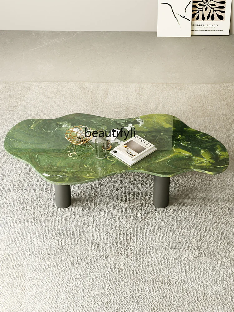 Natural Avocado Green Luxury Stone Endtable High-End French Entry Lux Vintage Art Cloud Tea Table living room furniture