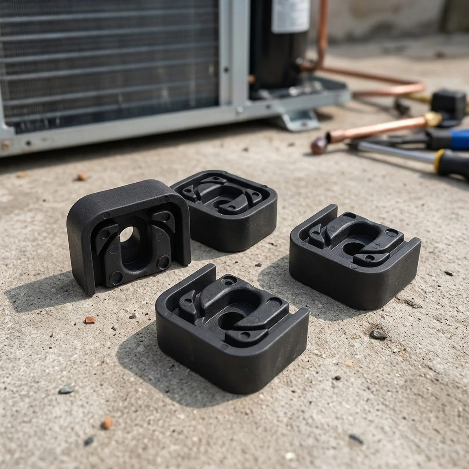 4PCS Rubber Base Pad For Mini Split Air Conditioner Outdoor Unit Vibration Damping Foot Slip Shock Absorber 51x40mm