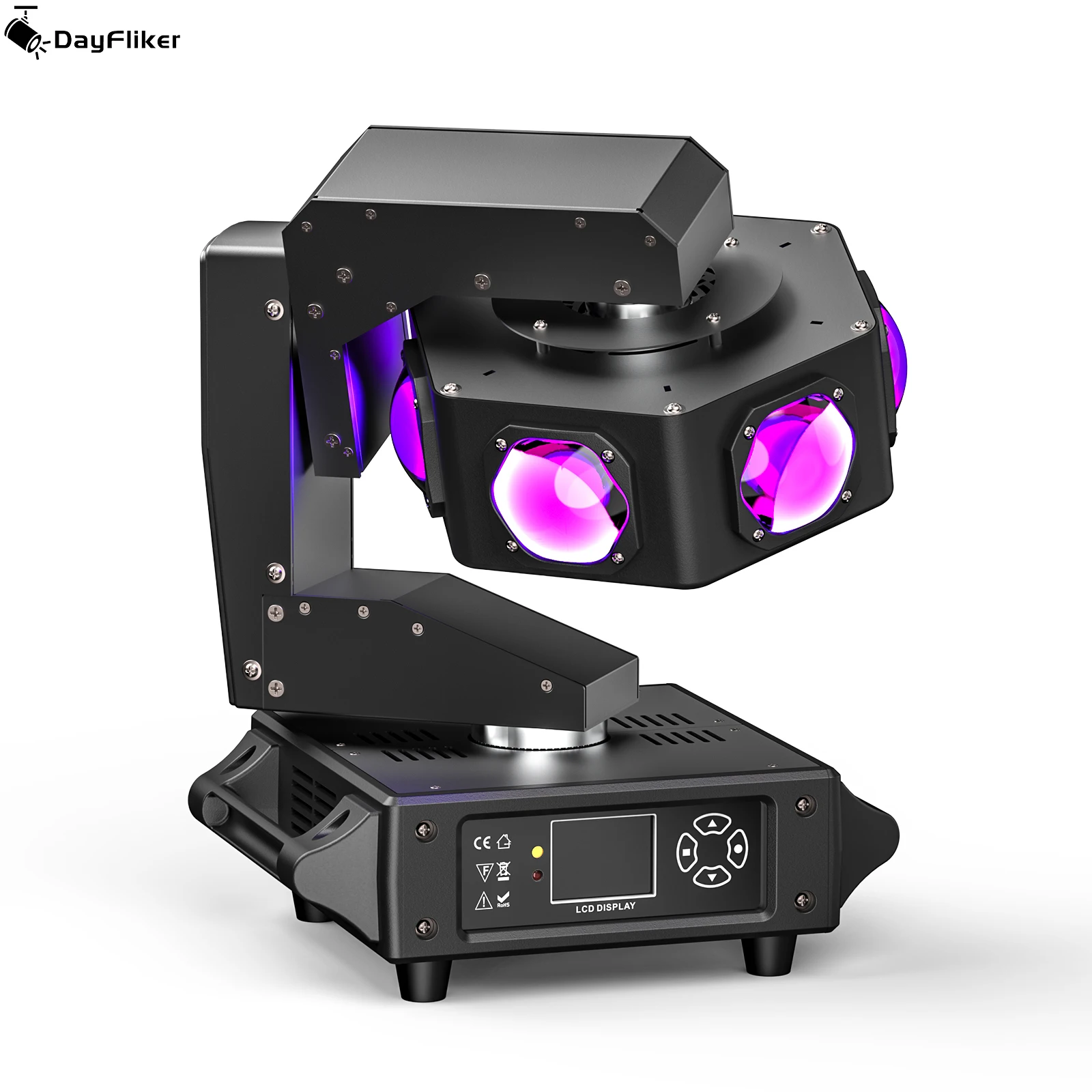 

DayFlicker High Brightnes 240W Moving Head Beam Light 6 LEDs RGBW DMX512 14/16CH Control for Disco Wedding Parties Live Show Bar