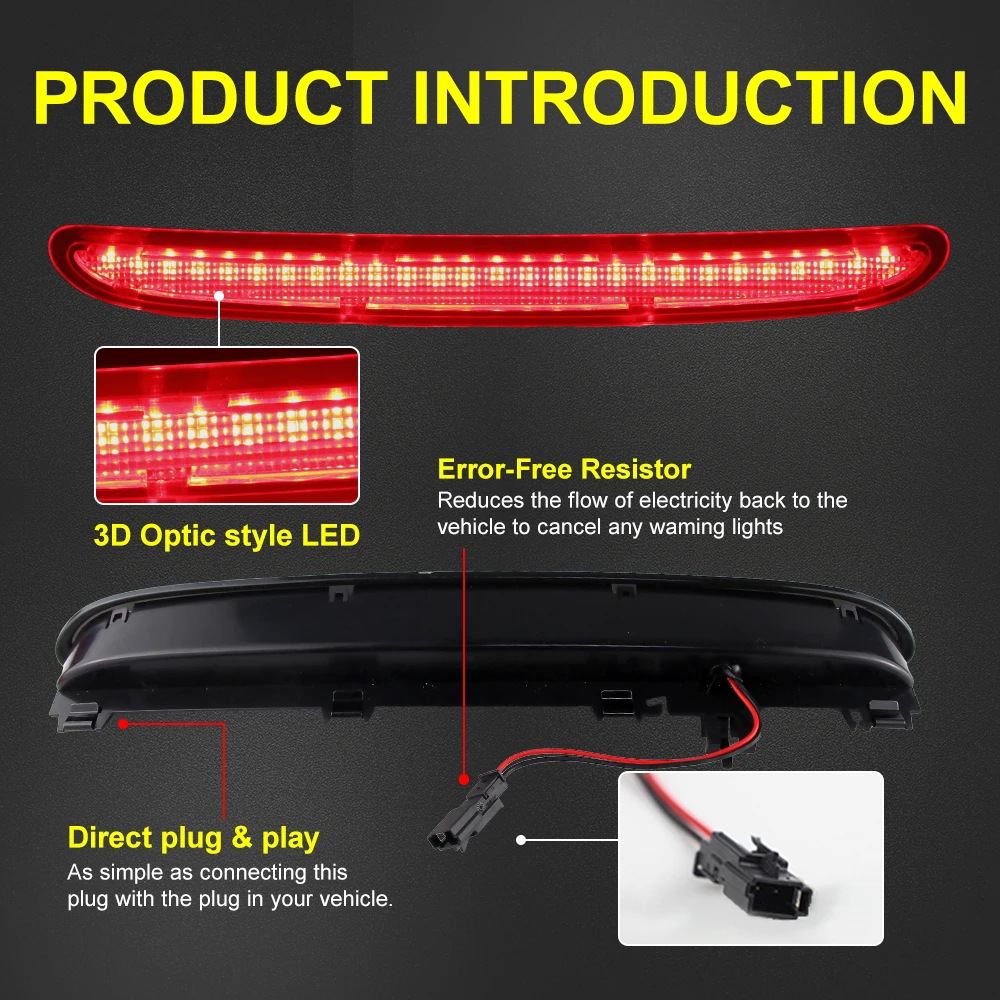 1PC Smoked/Red Lens Led High Mount 3rd Third Brake Stop Light Rear Tail Signal Lamp For Opel Vauxhall Astra J GTC OPC # 13372164