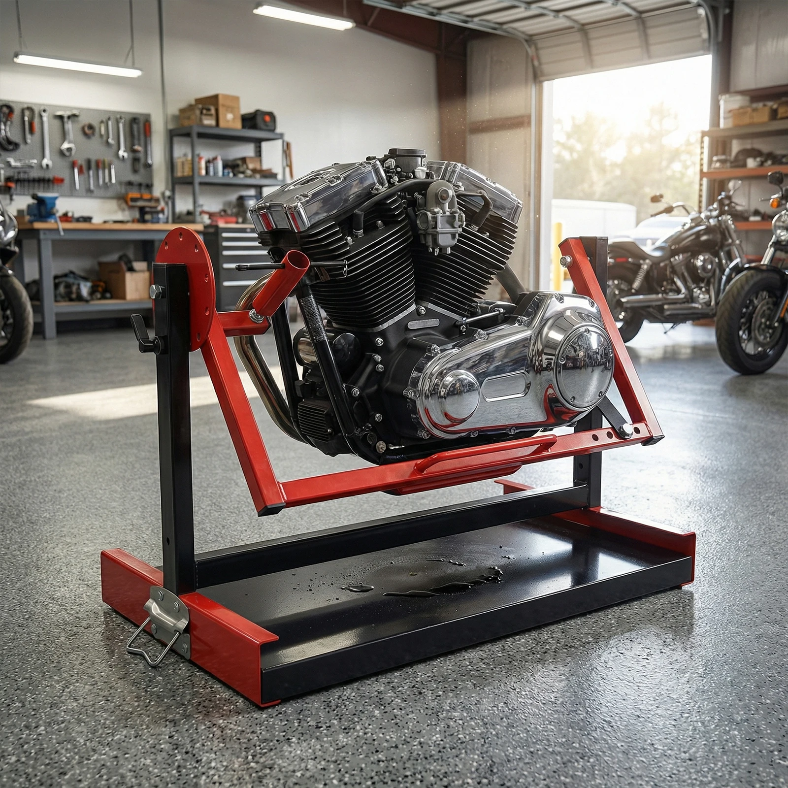 

Motorcycle Engine Mount Easy Assembly Motor Engine Repair Stand Rotating Flip Rack for Vertical-Type Cylinder 2 Or 4-Stroke