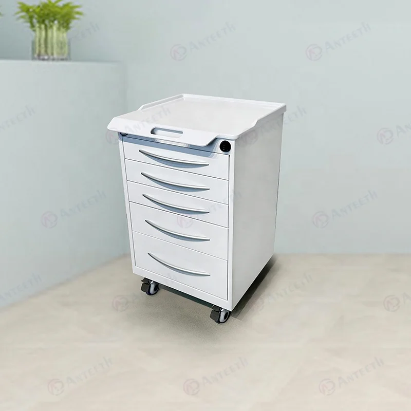 New Fashion 5 Drawers Clinic Modern Storage Cabinet Dental Home Office Mobile Cabinet Furniture Trolley Steel Stool Cabinet