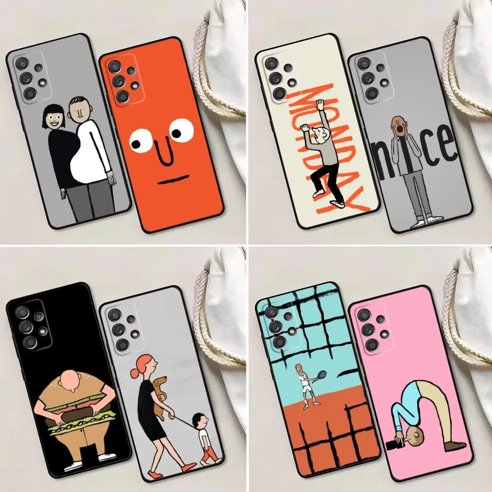 Art Jean J-Jullien Phone Case For Samsung Galaxy A13,A21s,A22,A31,A32,A52,A53,A71,A80,A91 Soft Black Phone Cover