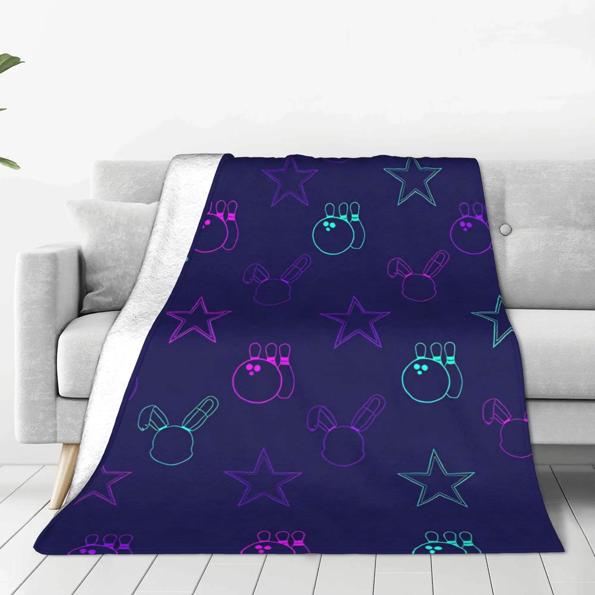 1PC Home Cute Room Decor Glamrock Bonnie Pattern Blanket Throw Blanket F-FNAFS Novelty Warm Blanket All Season