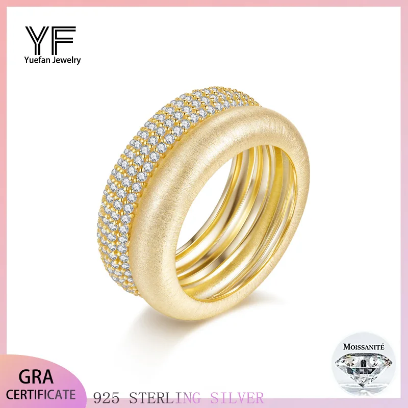 

925 sterling silver moissanite ladies' ring, layered Chinese brushed ring, birthday and festival gift, Christmas gift