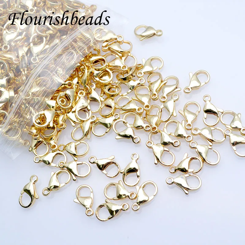 50Pcs/lot 15mm Nickle Free Stainless Steel Gold Plated Lobster Clasp Jump Rings for DIY Necklace Jewelry Making Supplier