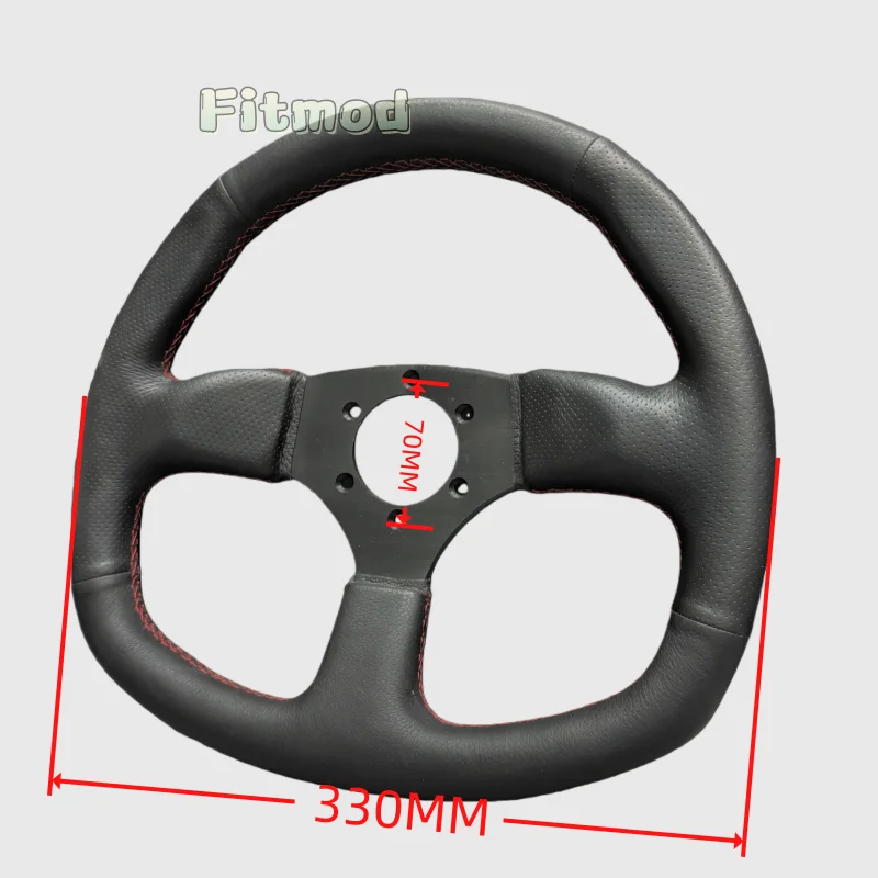 JDM 13.5 inch 340mm D-shaped flat red stitched racing car drift steering wheel, suitable for gaming and simulation PCD70MM view 6