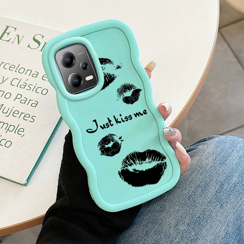 قبلني الشفاه موضة موجة جراب هاتف ل Xiaomi 14T POCO C50 C51 C55 C65 X3 X5 X6 X7 M6 Pro لينة واقية معكرون غطاء