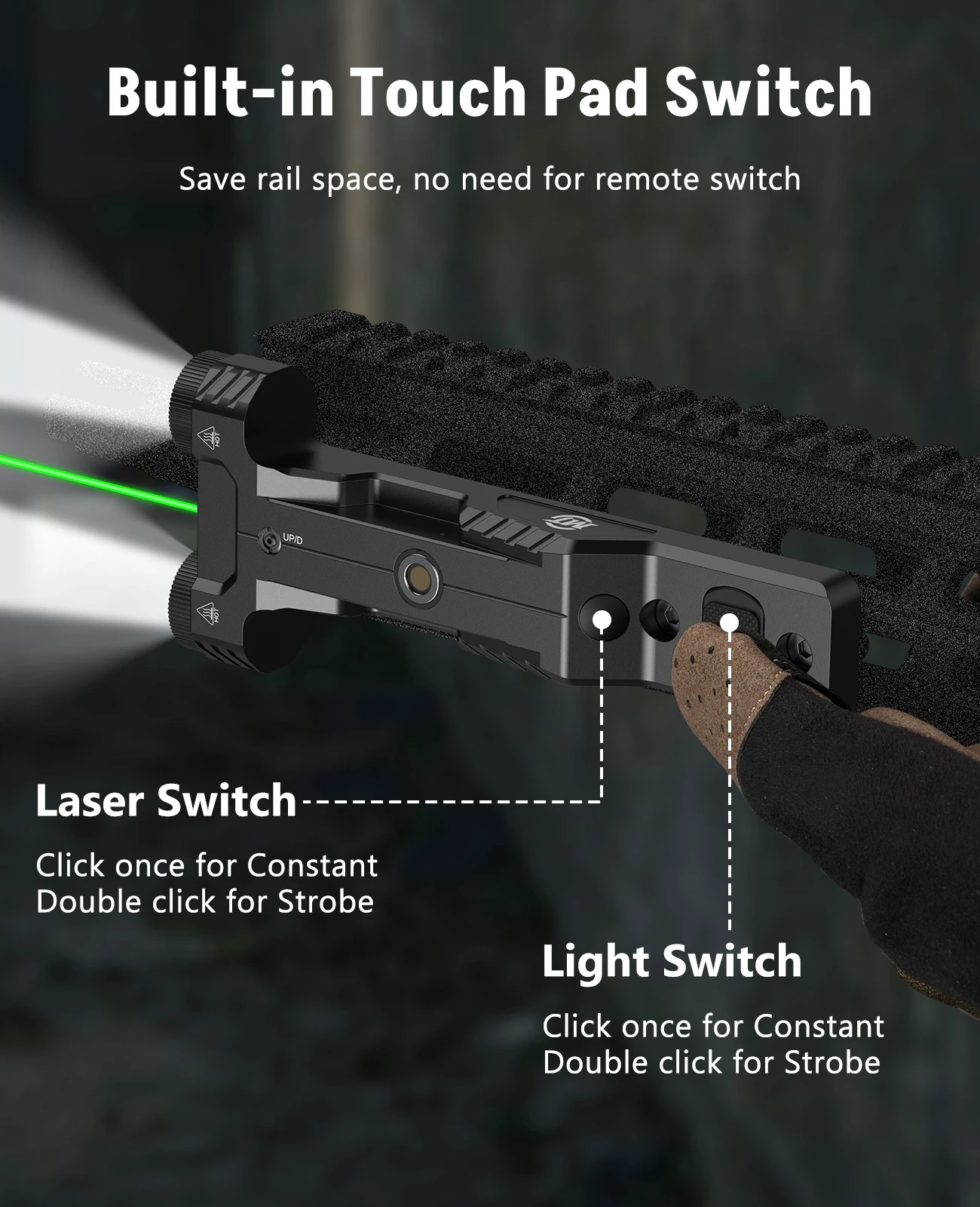 EZshoot 1600 التجويف بندقية التكتيكية مصباح يدوي أحمر/أخضر الليزر البصر كومبو الانظار قابلة للشحن مصباح ليد للصيد M-السكك الحديدية