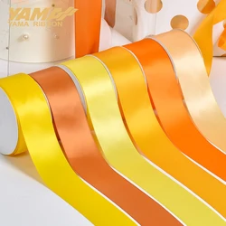 YAMA-Single Face Satin Ribbon, DIY Dress Decoration Ribbons, Yellow Gold, Wholesale, 50mm, 57mm, 63mm, 75mm, 89mm, 100mm, 100 Ya