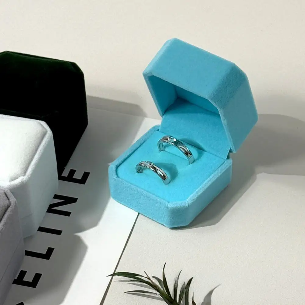 Jewelry Box with Compartments Octagonal Ring Storage Box with Soft Flannel Organizer Shockproof Scratch-proof for Engagement