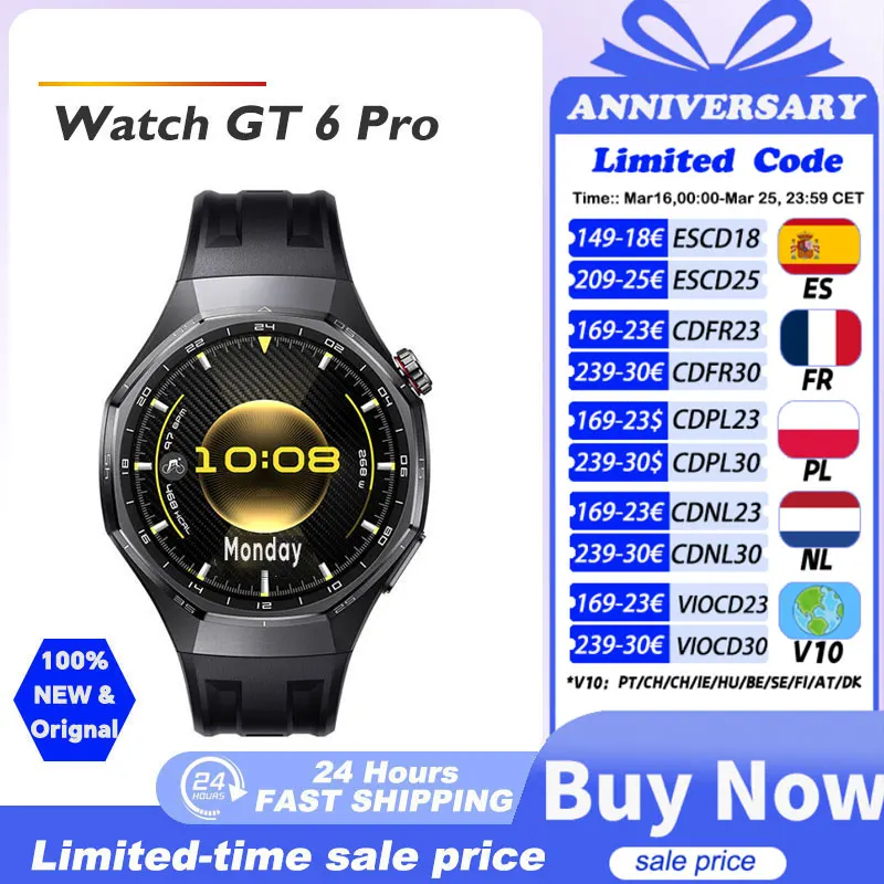 Montre connectée HUAWEI WATCH GT 6 Pro 2025, écran AMOLED 1,47 pouces, autonomie de 21 jours, HarmonyOS 6.0, NFC, appels Bluetooth, HUAWEI WATCH GT 6Pro